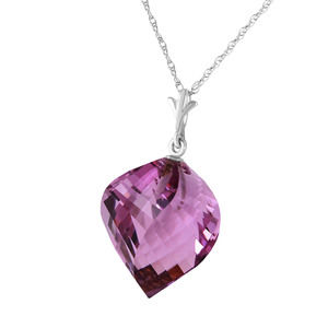 14K. GOLD NECKLACE WITH TWISTED BRIOLETTE AMETHYST (White Gold)